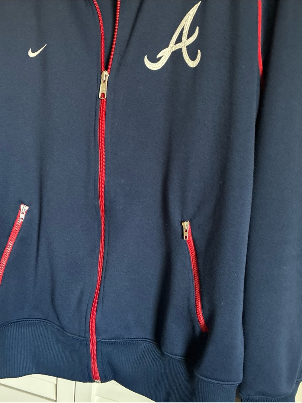 Atlanta Braves Nike Red/Navy Genuine Merch XL Performance Full-Zip Jacket Pocket - Picture 4 of 6